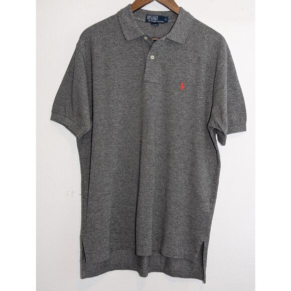 Ralph Lauren Polo Shirt Medium Mens Gray Solid Custom Slim Fit Short Sleeve - Picture 1 of 5
